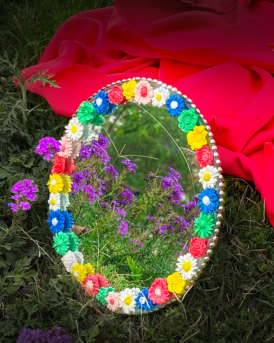 Heart of Flowers - Mini Floral Mirror (8x8 inches)