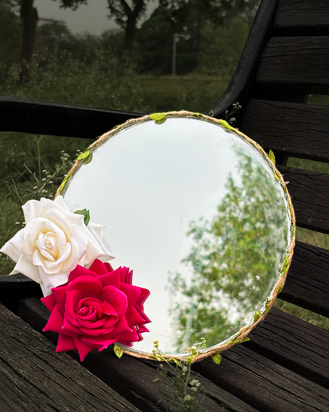 Gentle Rose - Mini Floral Mirror (8x8inches)