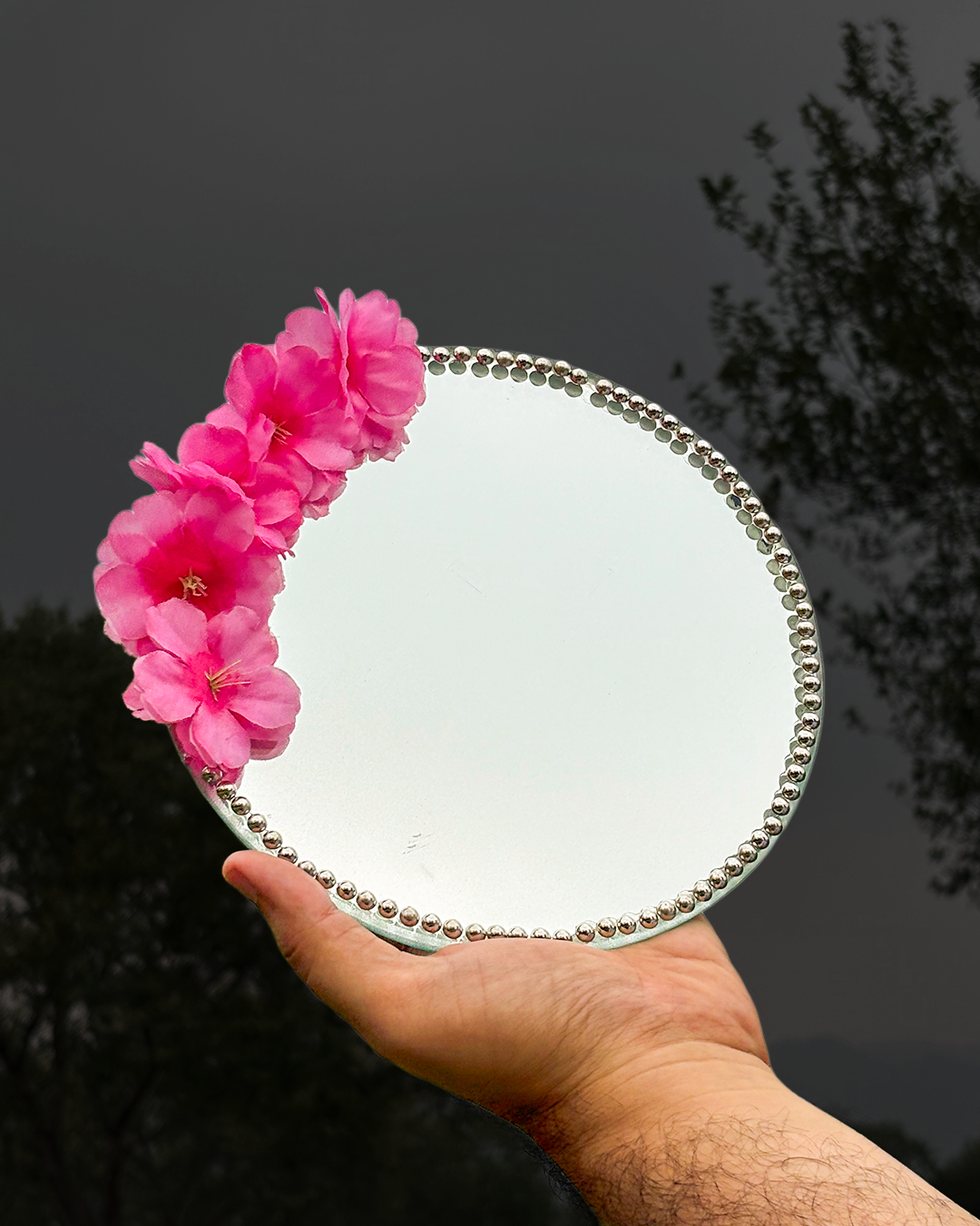Sakura Glow - Mini Floral Mirror (8x8 inches)