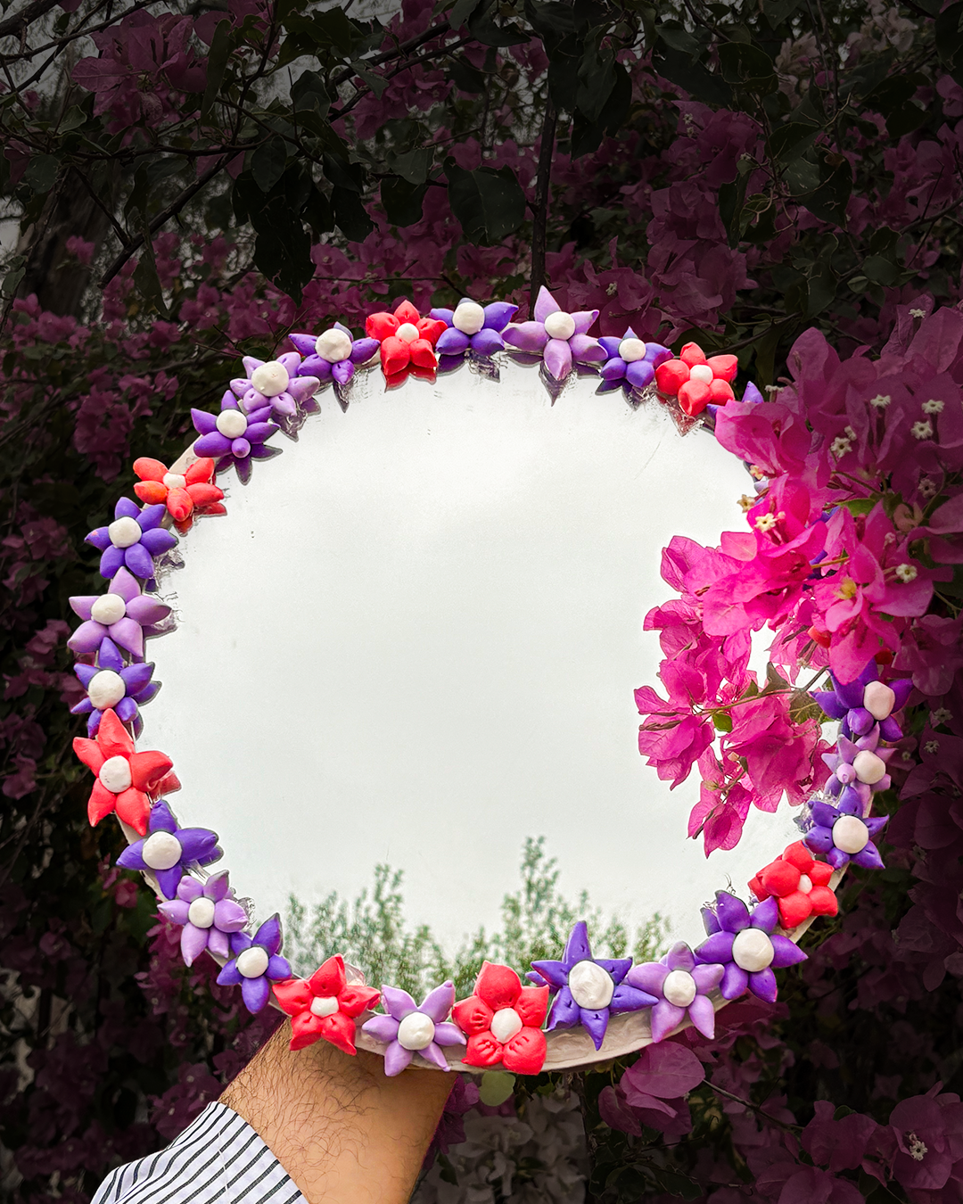 Floral Mirror - Midnight Bloom (10x10 inch)