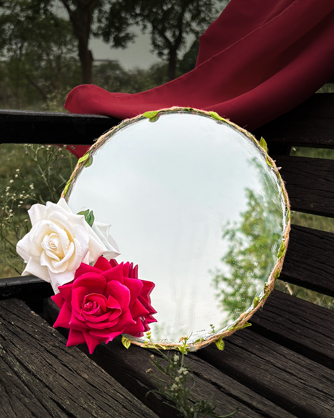 Gentle Rose - Mini Floral Mirror (8x8inches)