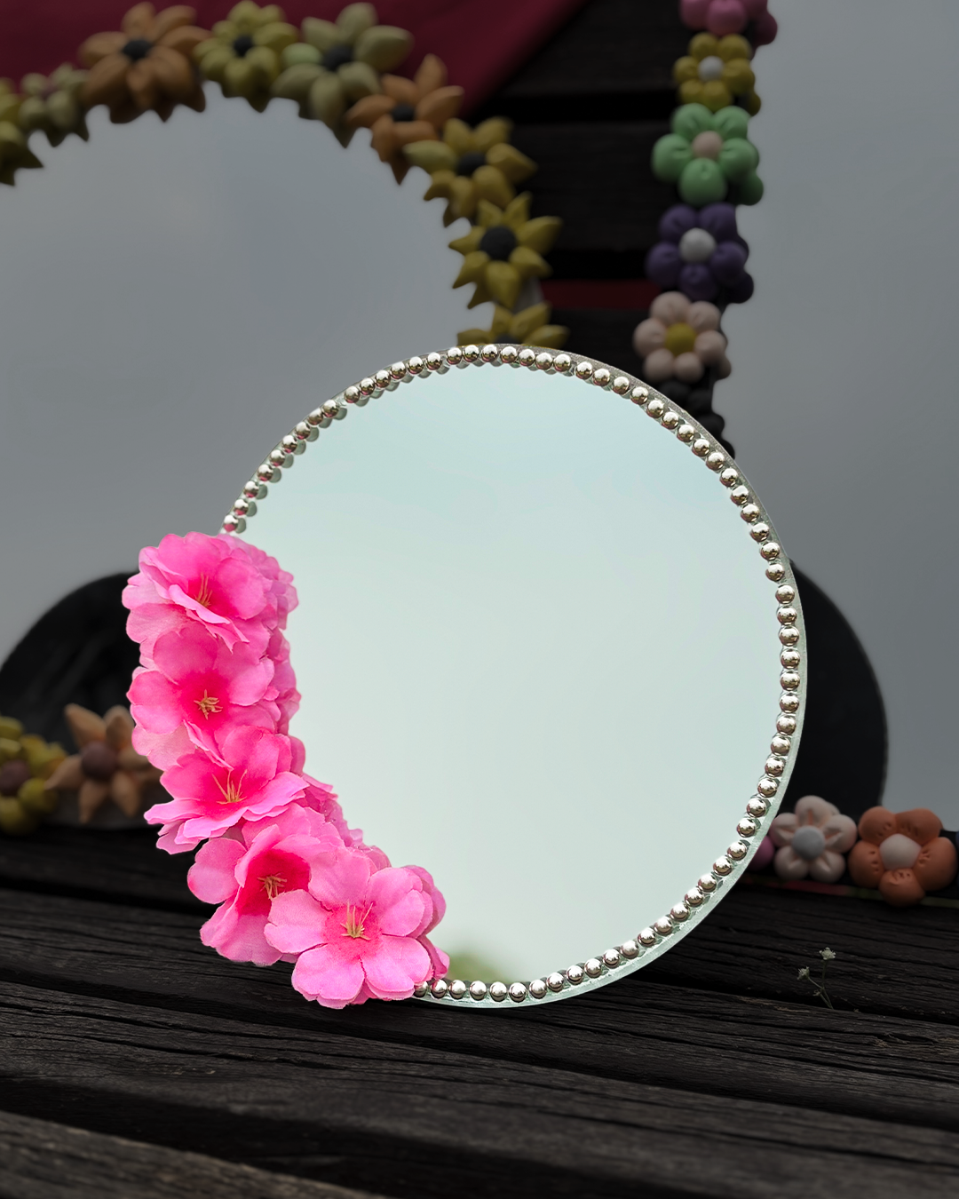 Sakura Glow - Mini Floral Mirror (8x8 inches)