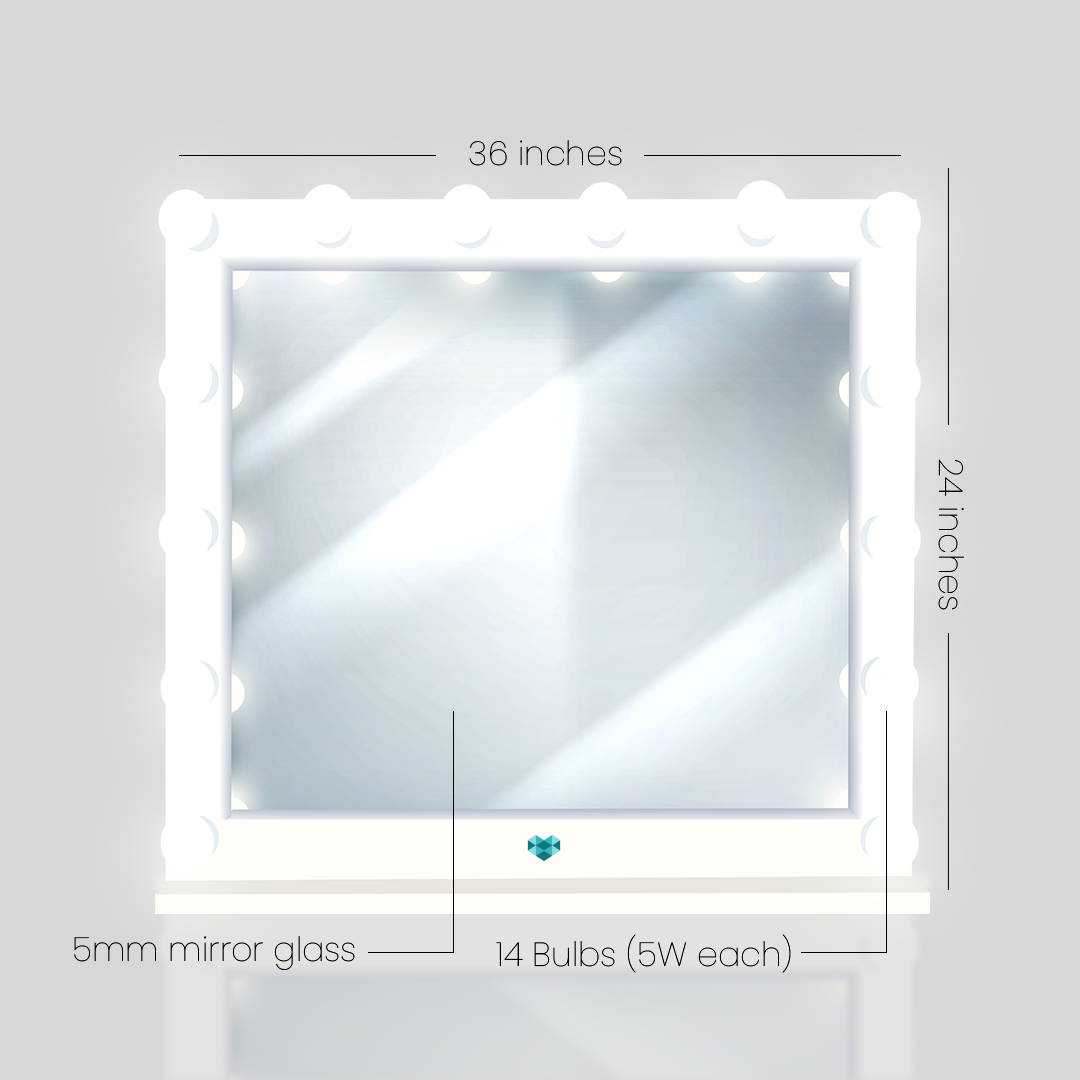 Glamour Desk Vanity Mirror White (36x24inch)