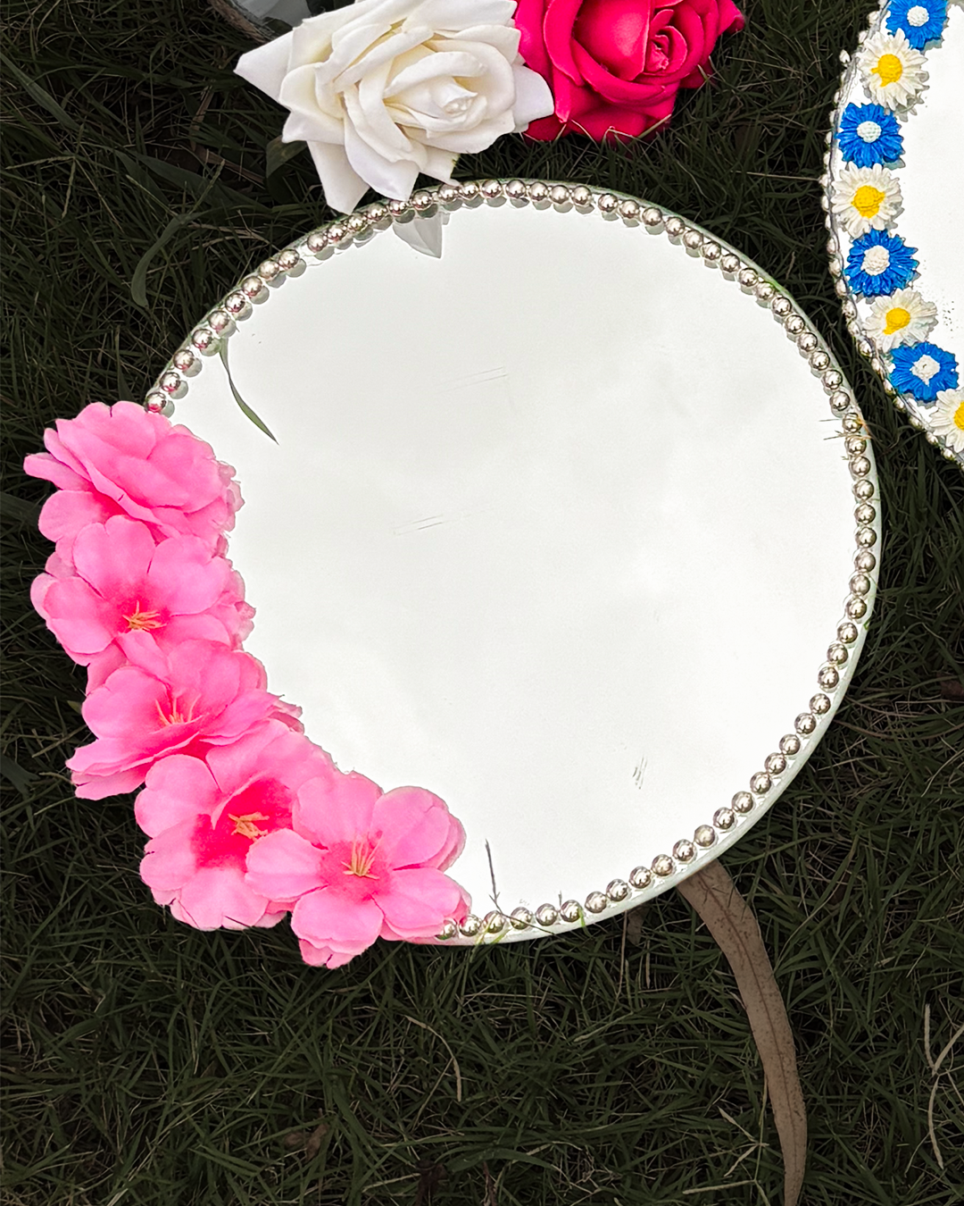 Sakura Glow - Mini Floral Mirror (8x8 inches)