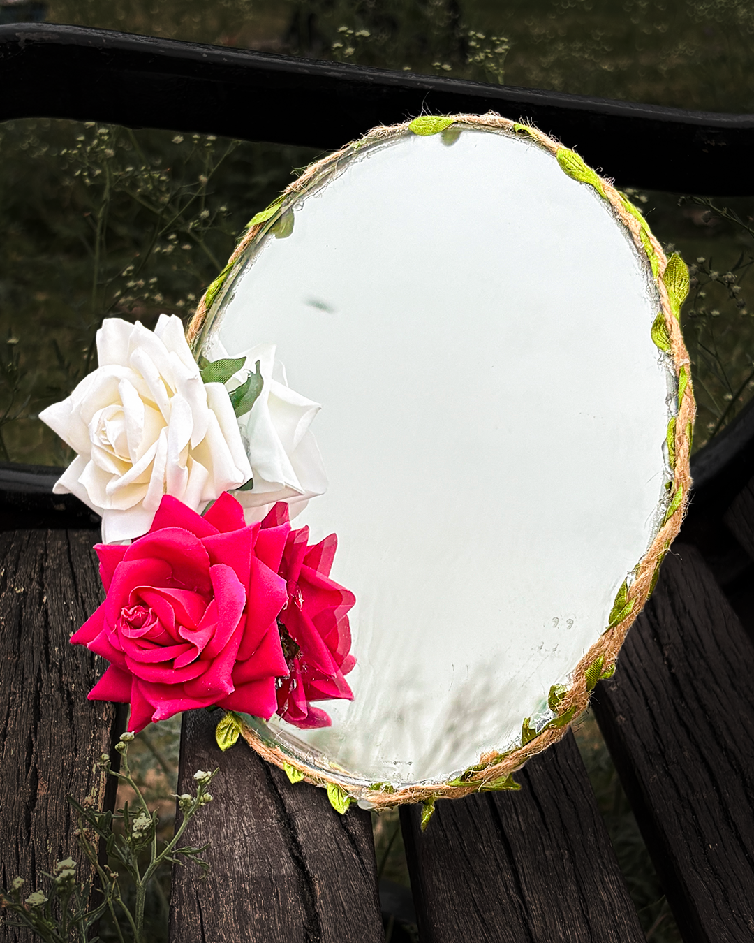 Gentle Rose - Mini Floral Mirror (8x8inches)