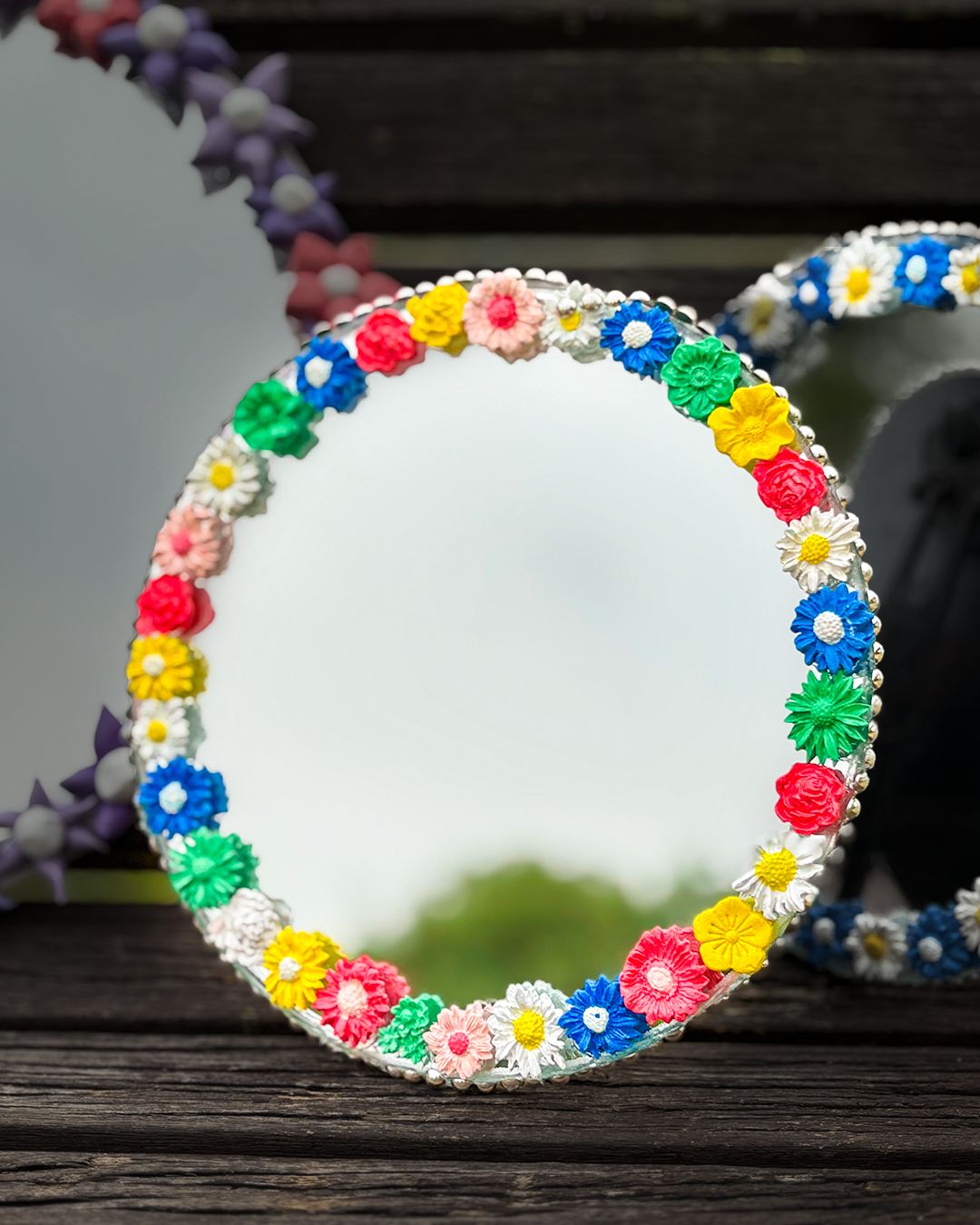 Heart of Flowers - Mini Floral Mirror (8x8 inches)