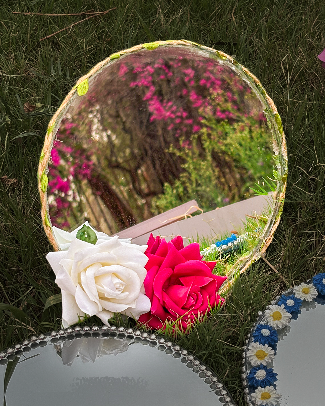 Gentle Rose - Mini Floral Mirror (8x8inches)