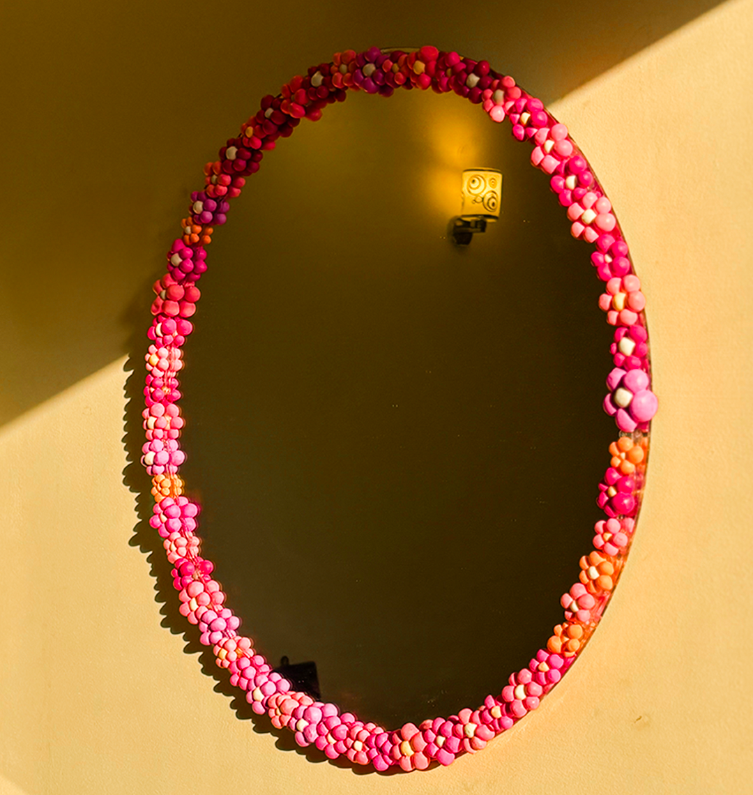 Floral Mirror Round - Blush (24x24inches)
