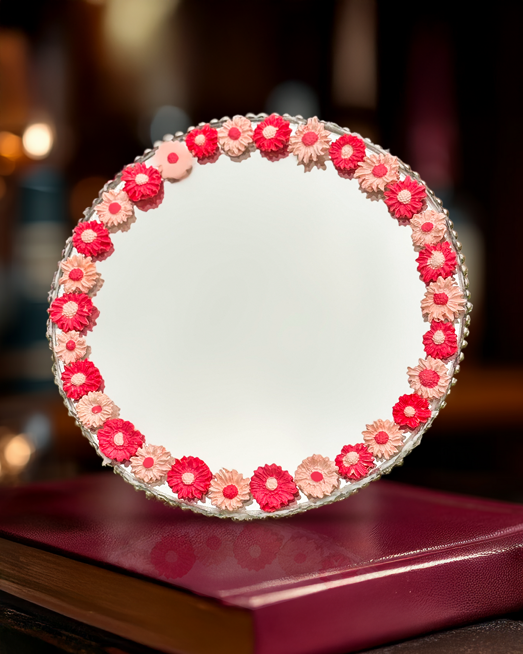 Cherry Kiss - Mini Floral Mirror (8x8 inches)