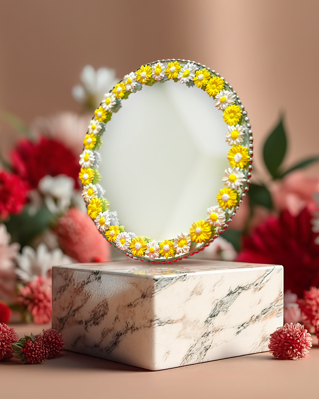 Daisy Day - Mini Floral Mirror (8x8 inches)