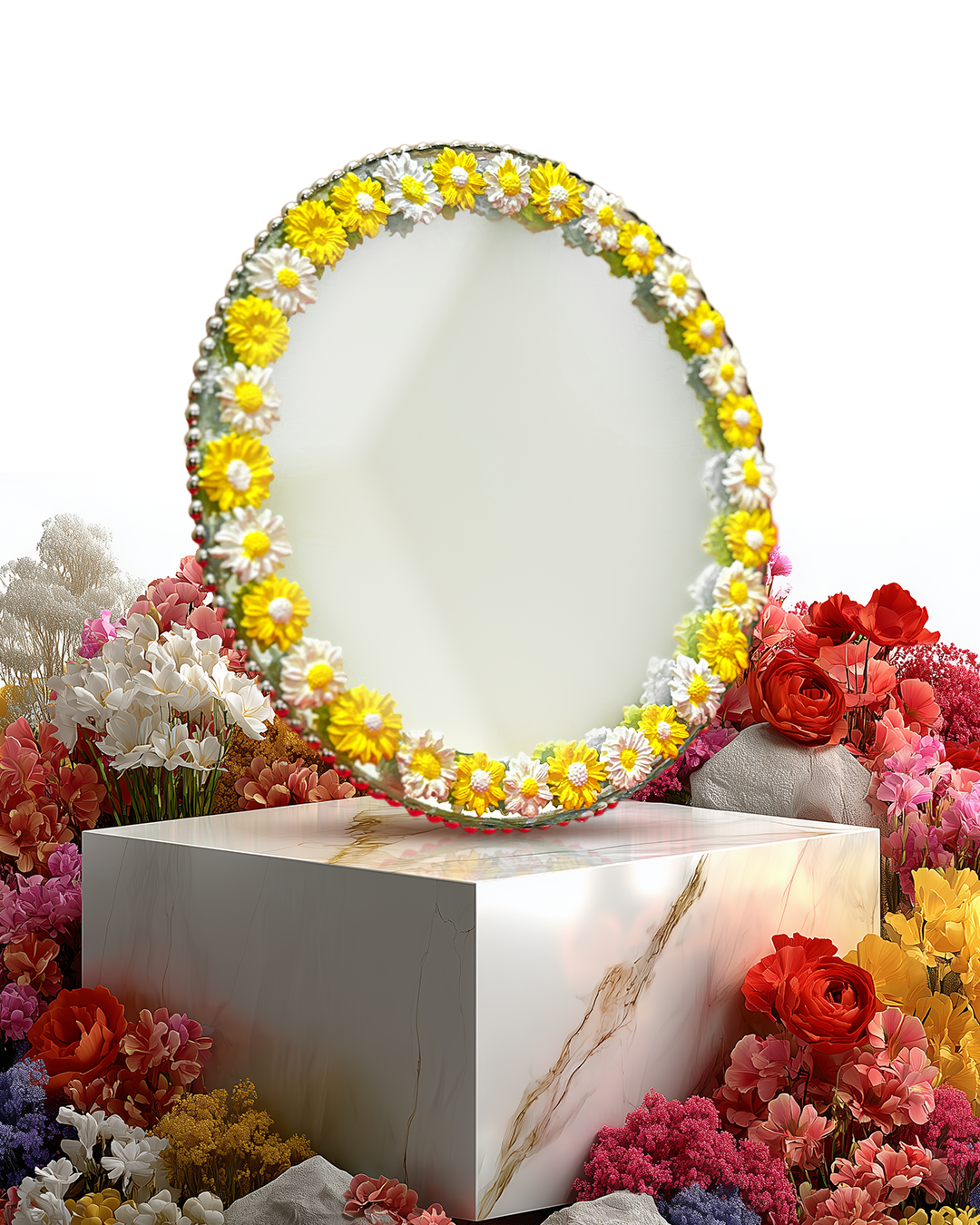 Daisy Day - Mini Floral Mirror (8x8 inches)