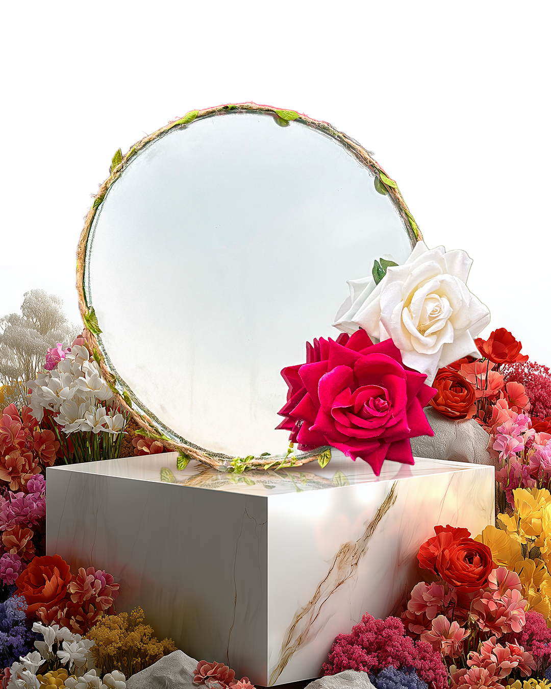 Gentle Rose - Mini Floral Mirror (8x8inches)