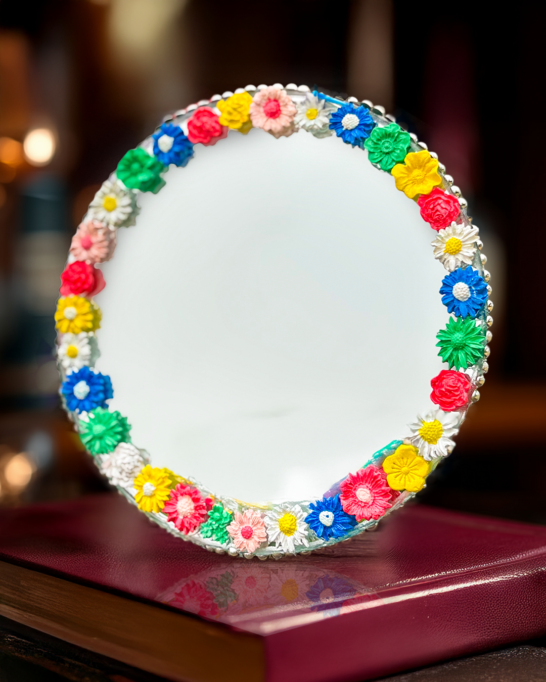 Heart of Flowers - Mini Floral Mirror (8x8 inches)