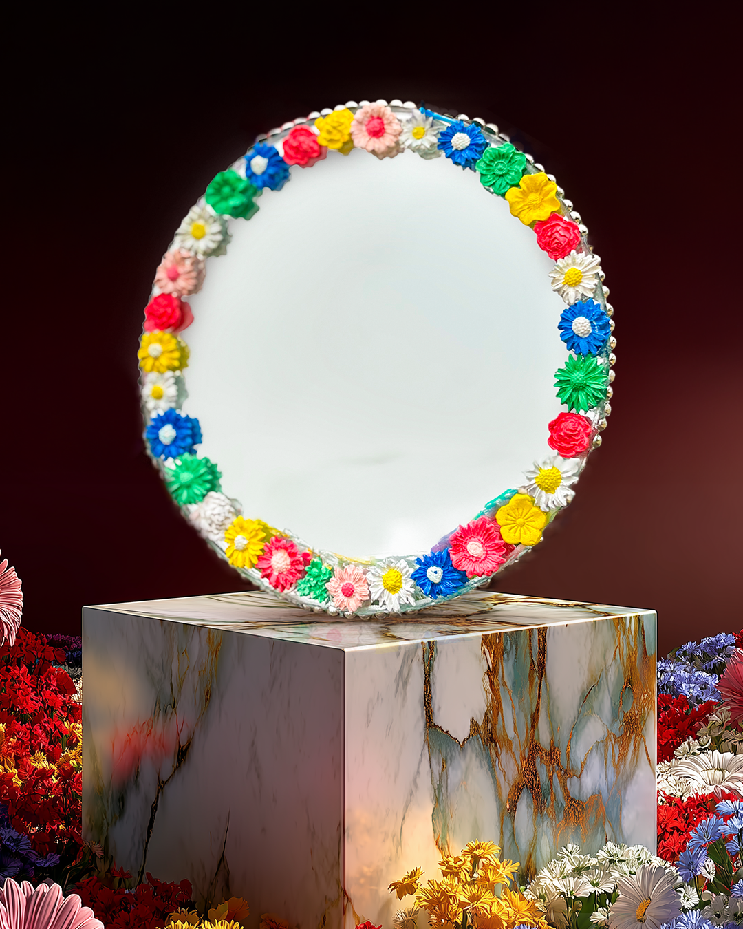 Heart of Flowers - Mini Floral Mirror (8x8 inches)