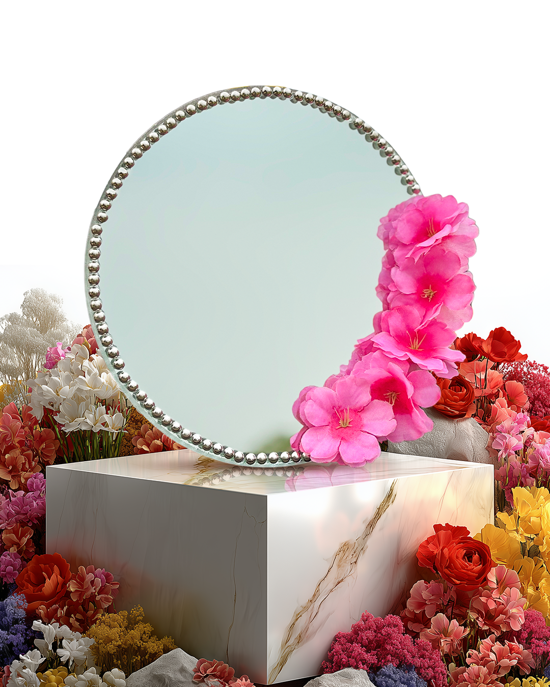 Sakura Glow - Mini Floral Mirror (8x8 inches)