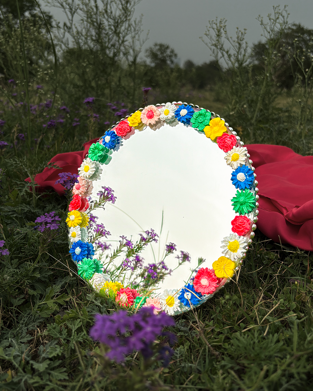 Heart of Flowers - Mini Floral Mirror (8x8 inches)