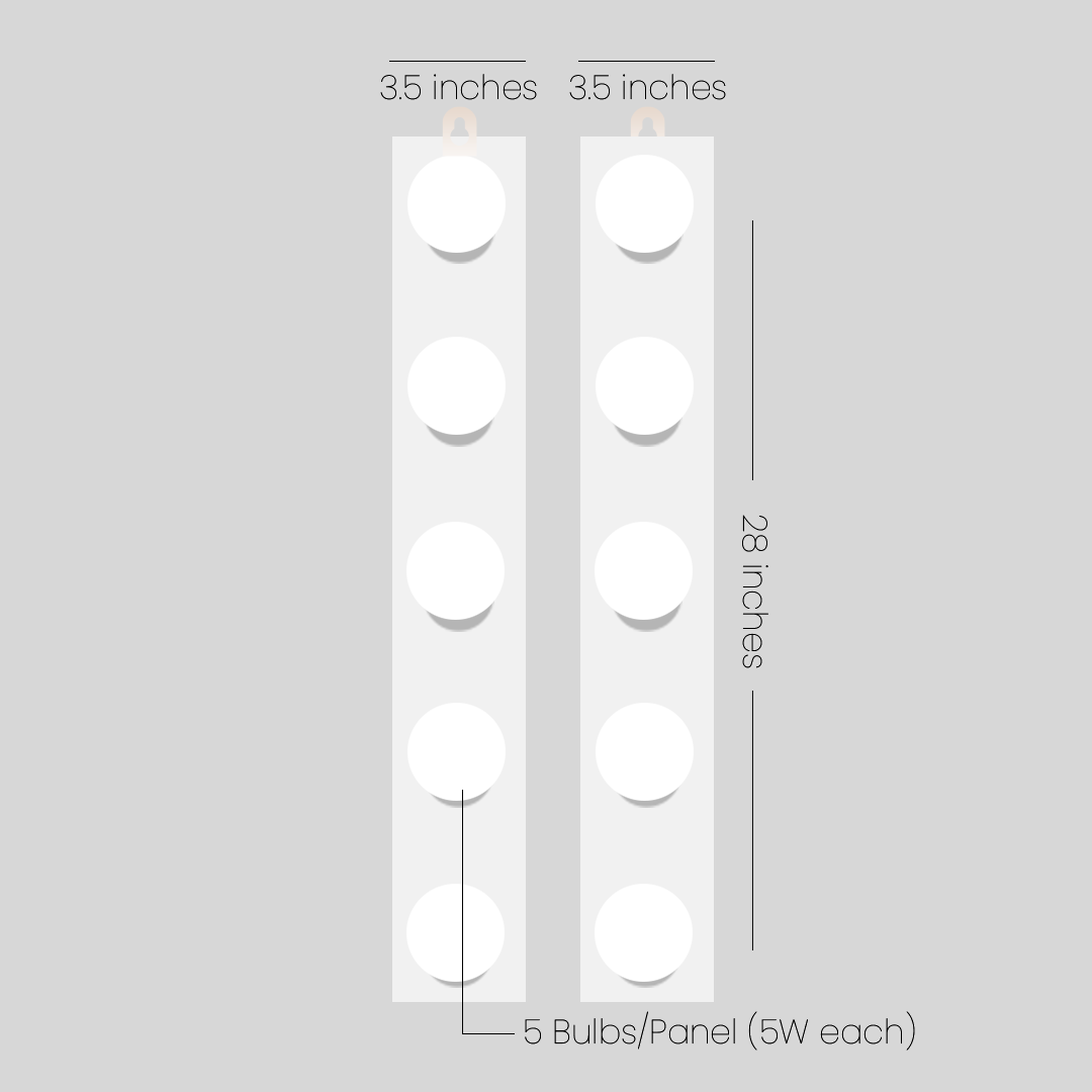 Vanity Light Panels (Pair | 5 Bulbs/each panel)