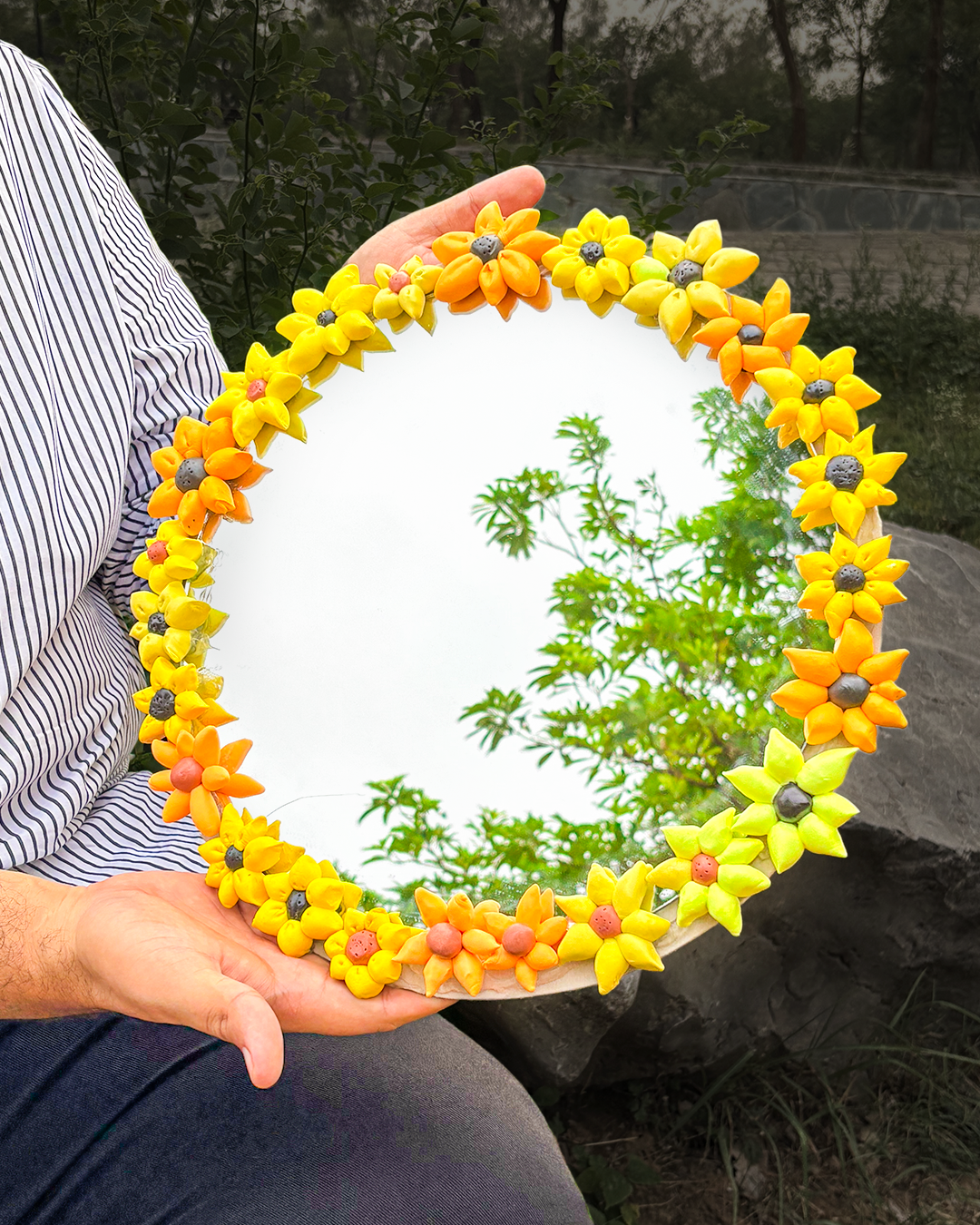 Floral Mirror - Sundream Halo (10x10 inch)