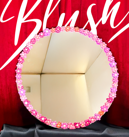 Floral Mirror Round - Blush (24x24inches)