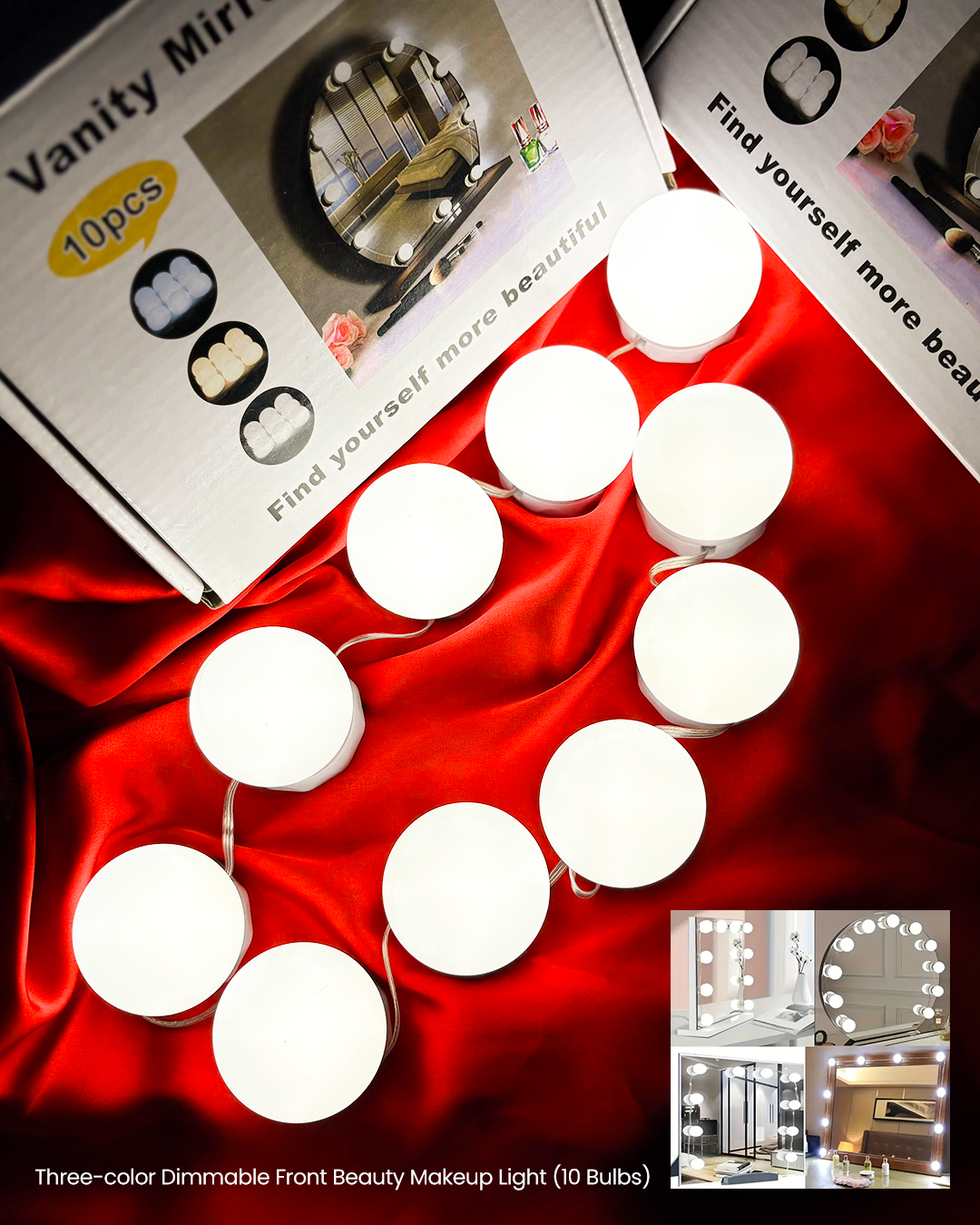 Hollywood-Style LED Vanity Mirror Lights (10 Bulbs)