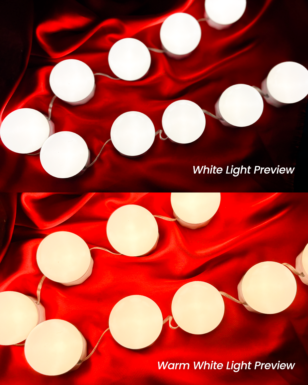 Hollywood-Style LED Vanity Mirror Lights (10 Bulbs)
